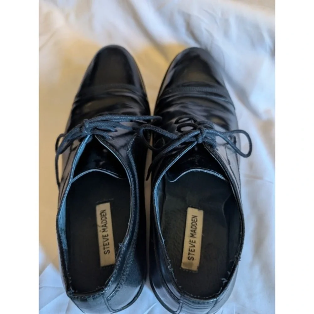 Steve‎ Madden Men's Black Leather Dress Shoes, Size 9